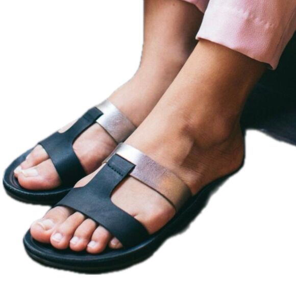 Olukai Kaekae Lile Genuine Leather Wet Grip Rubber Outsole Slip On Sandals 10 - Picture 1 of 7